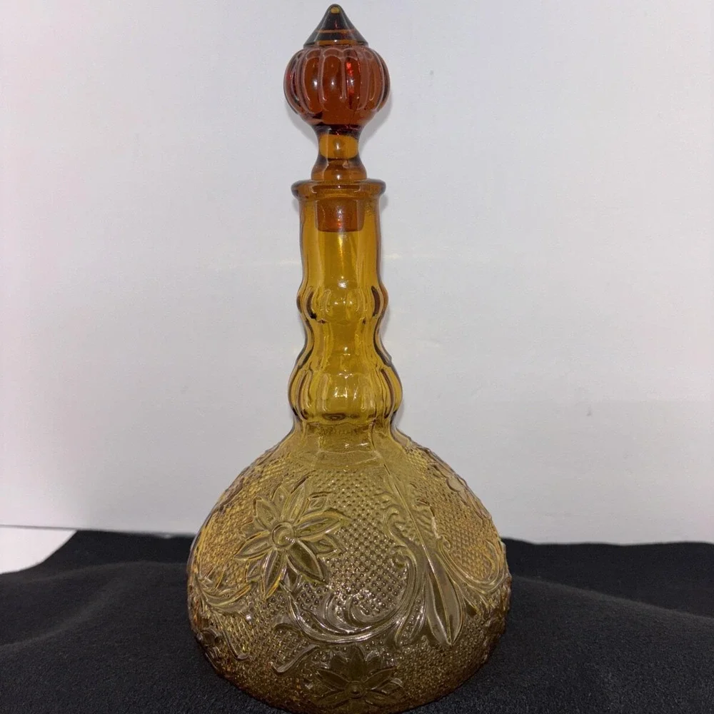Vintage Indiana SANDWICH Glass Amber Tiara Decanter Replacement Christmas